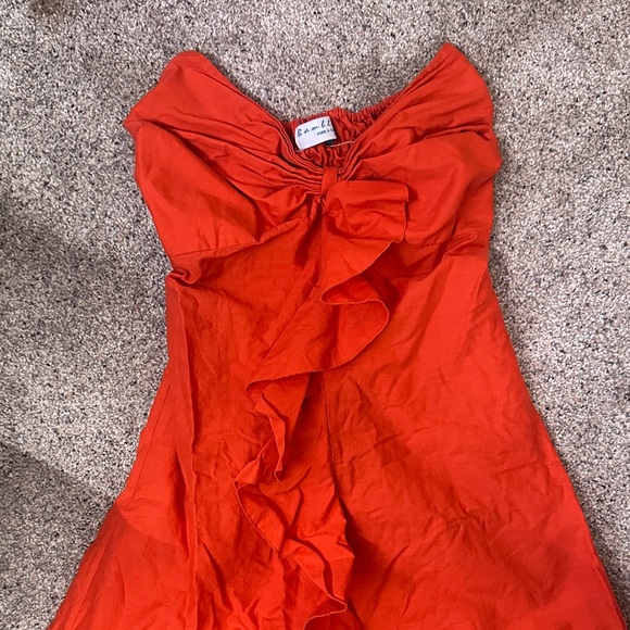 Chic Strapless Red Ruffle Dress - Picture 3 of 4